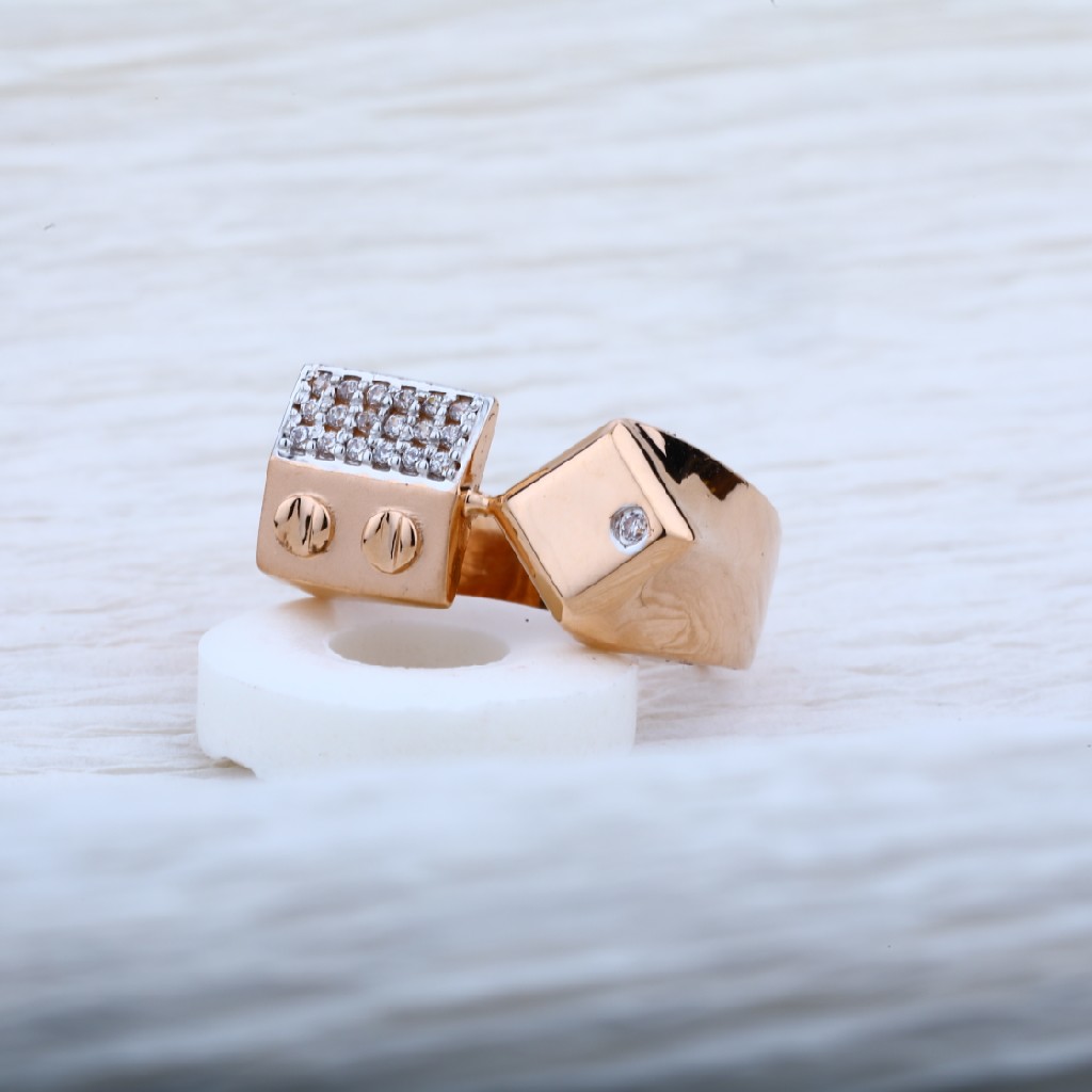 Mens exclusive rose gold 18k cz ring-rmr07