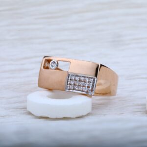 Mens Daily Wear 18K Rose Gold Simple Cz Ring-RMR06