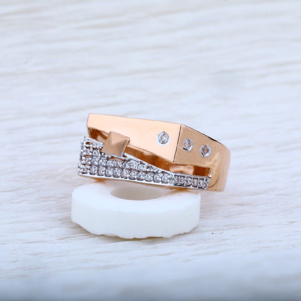 Mens Rose Gold 18K Fancy Cz Ring-RMR02