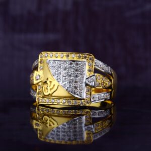 Mens Om God Gold Cz Daily Wear 22K Ring-MR58