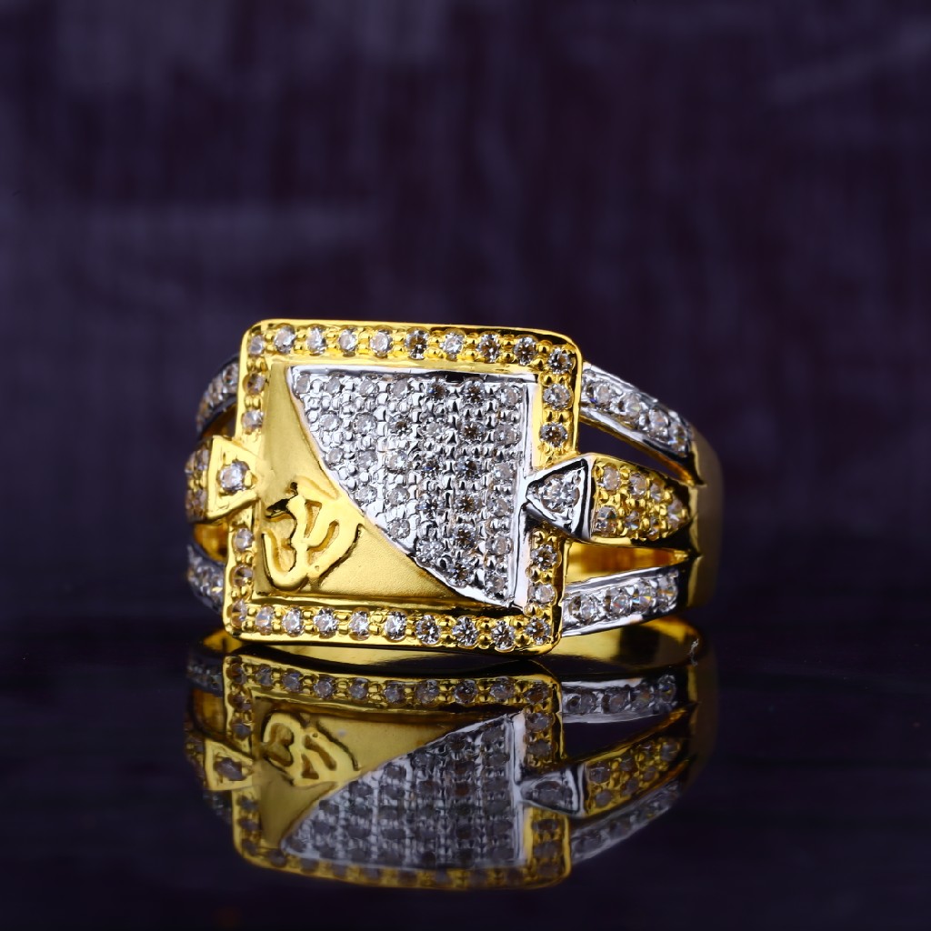 Mens Om God Gold Cz Daily Wear 22K Ring-MR58