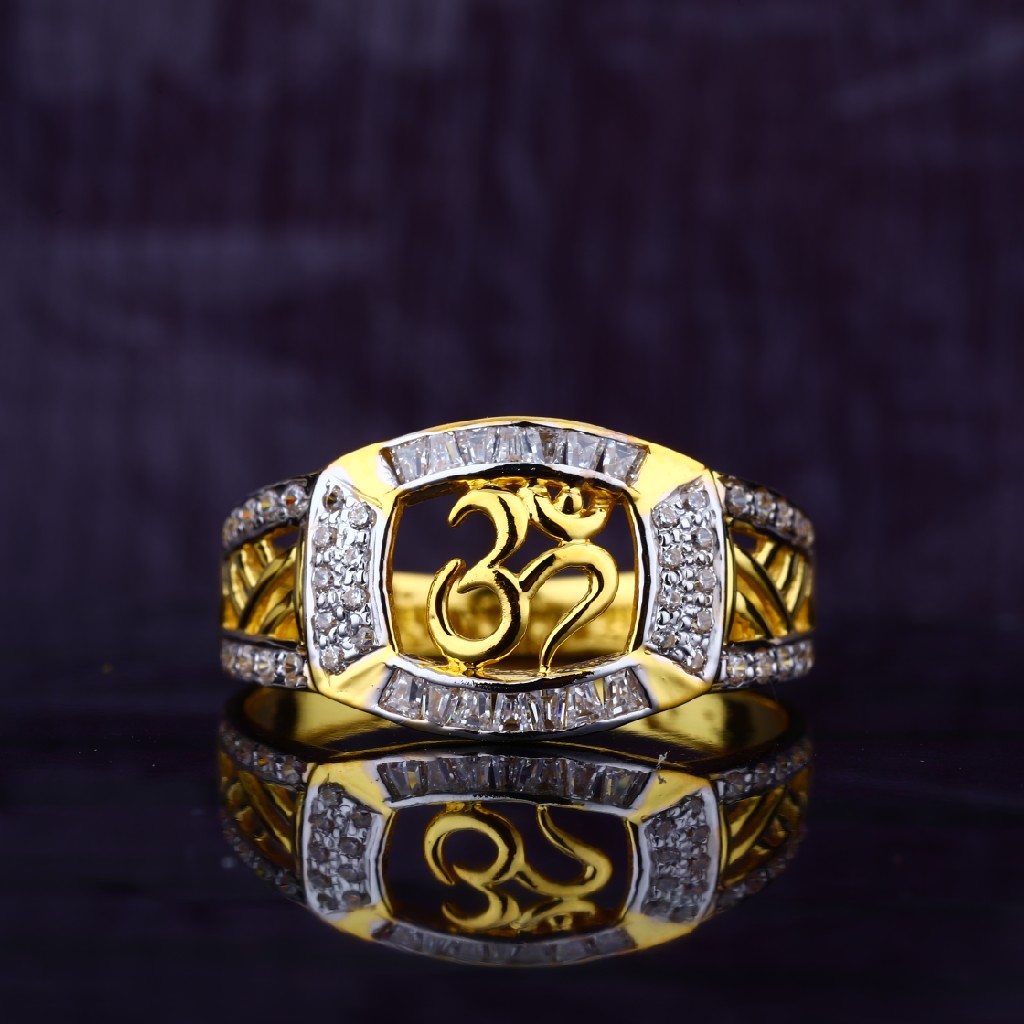 Mens 916 Om God Cz Gold Ring-MR57 - Image 2