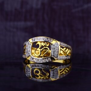 Mens 916 Om God Cz Gold Ring-MR57