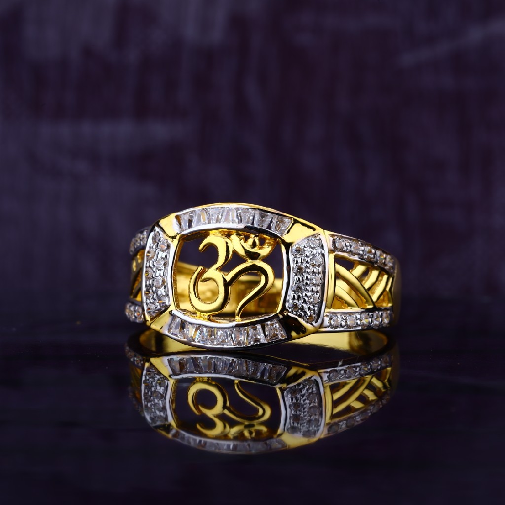 Mens 916 Om God Cz Gold Ring-MR57