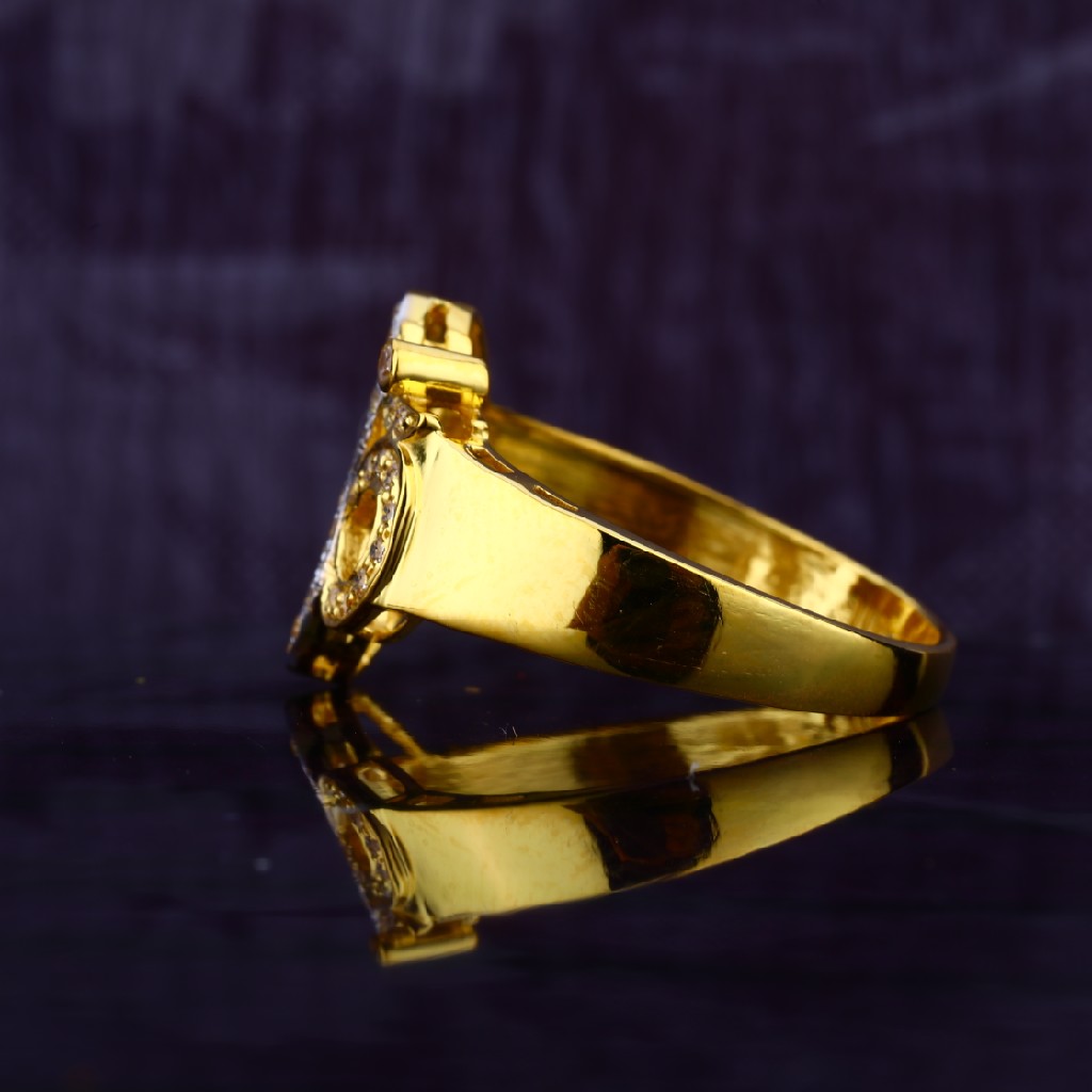 Mens 22K Exclusive Cz Gold Om God Ring-MGR56 - Image 3