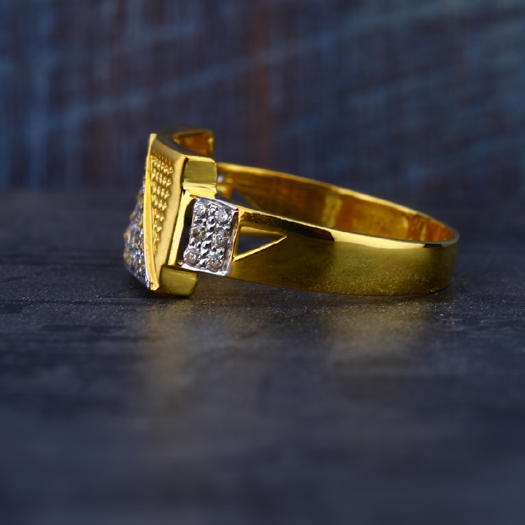 Mens 916 Dull Finishing Cz Gold Daily Wear Ring-MR87 - Image 3