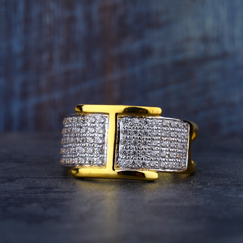Mens 22K Gold Desinger Cz Ring-MR86