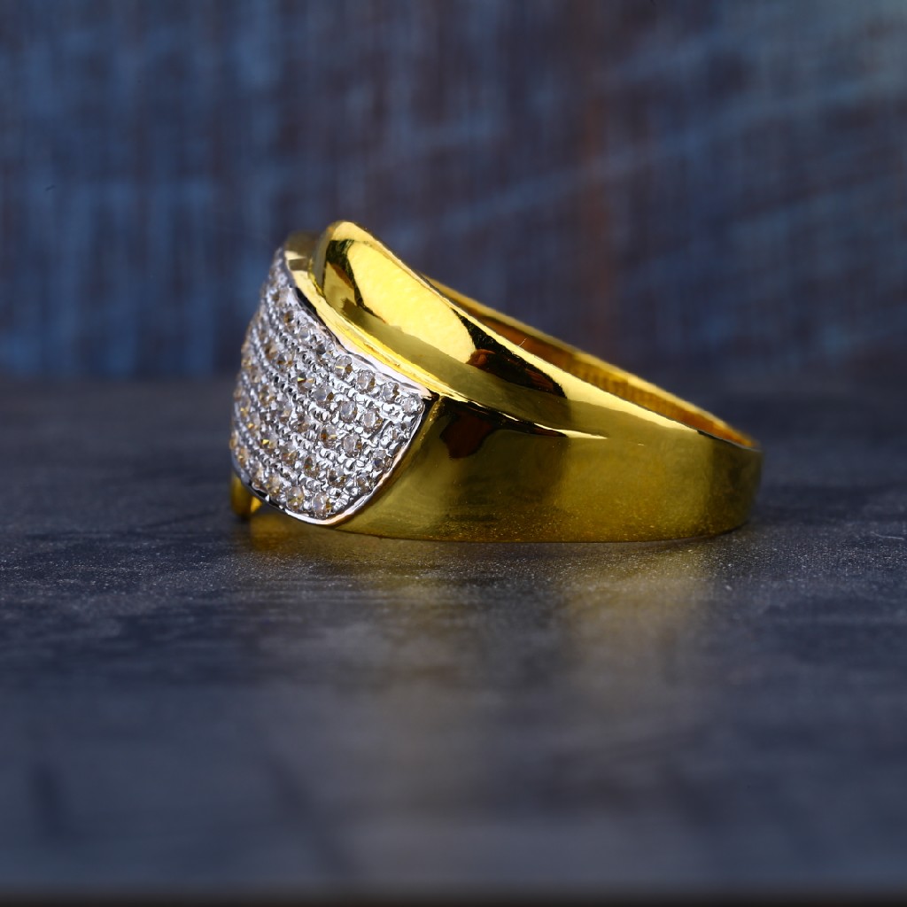 Designer Gold 22K Mens Cz Ring-MR85 - Image 3
