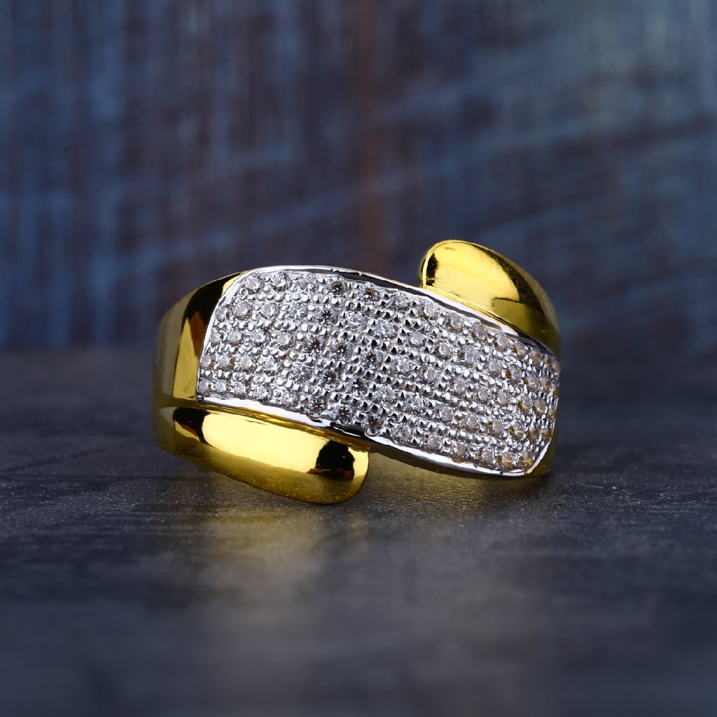 Designer Gold 22K Mens Cz Ring-MR85 - Image 2