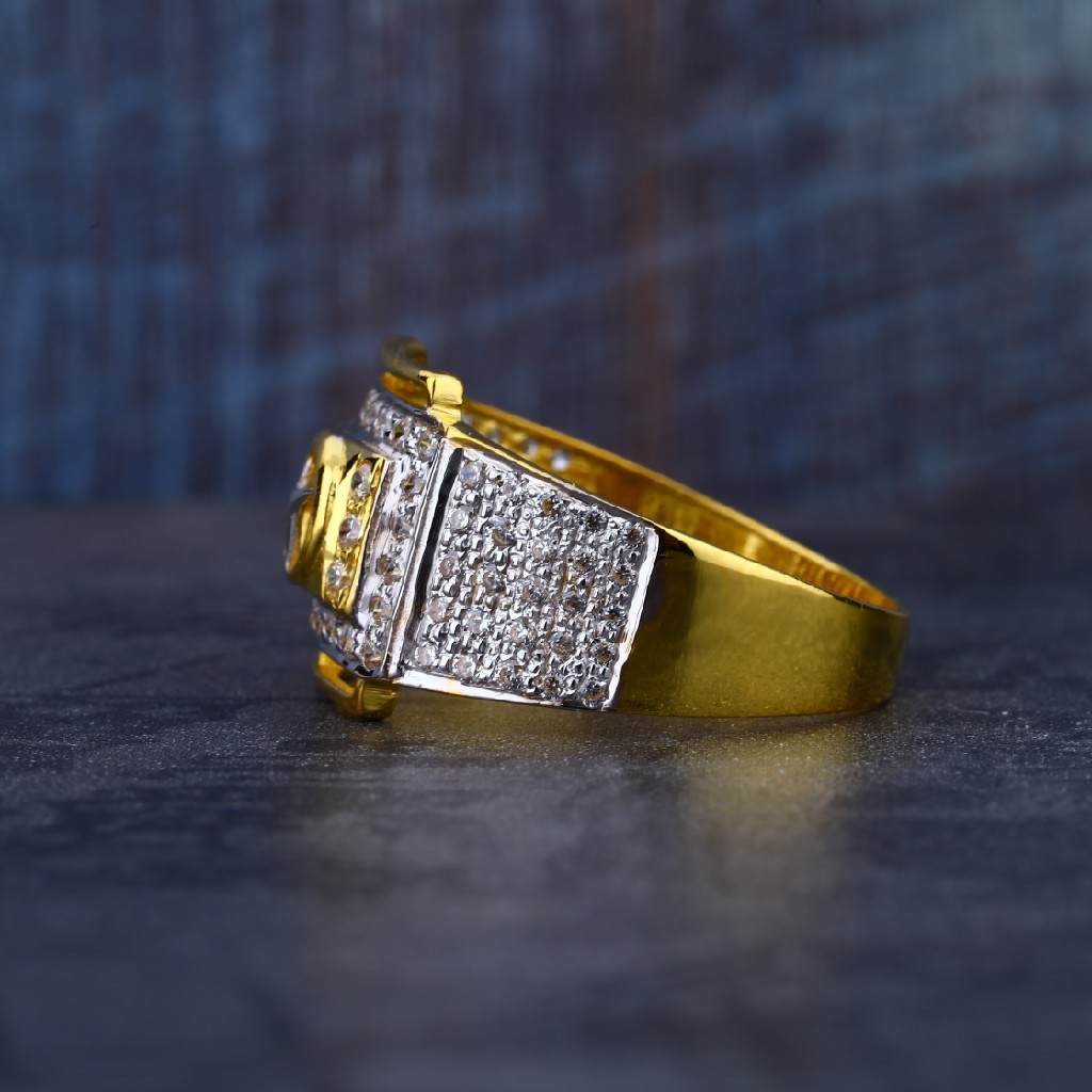 Mens 22K Mercedes Design Cz Gold Fancy Ring-MR83 - Image 3