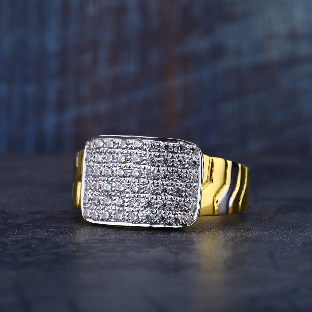 Mens 916 Simple Daily Wear Gold Cz Fancy Ring-MR81
