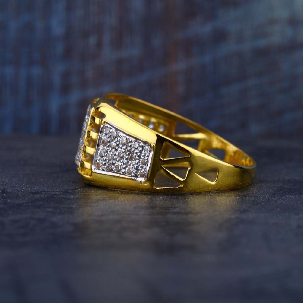 Mens 22K Light Weight Cz Gold Ring-MR80 - Image 3