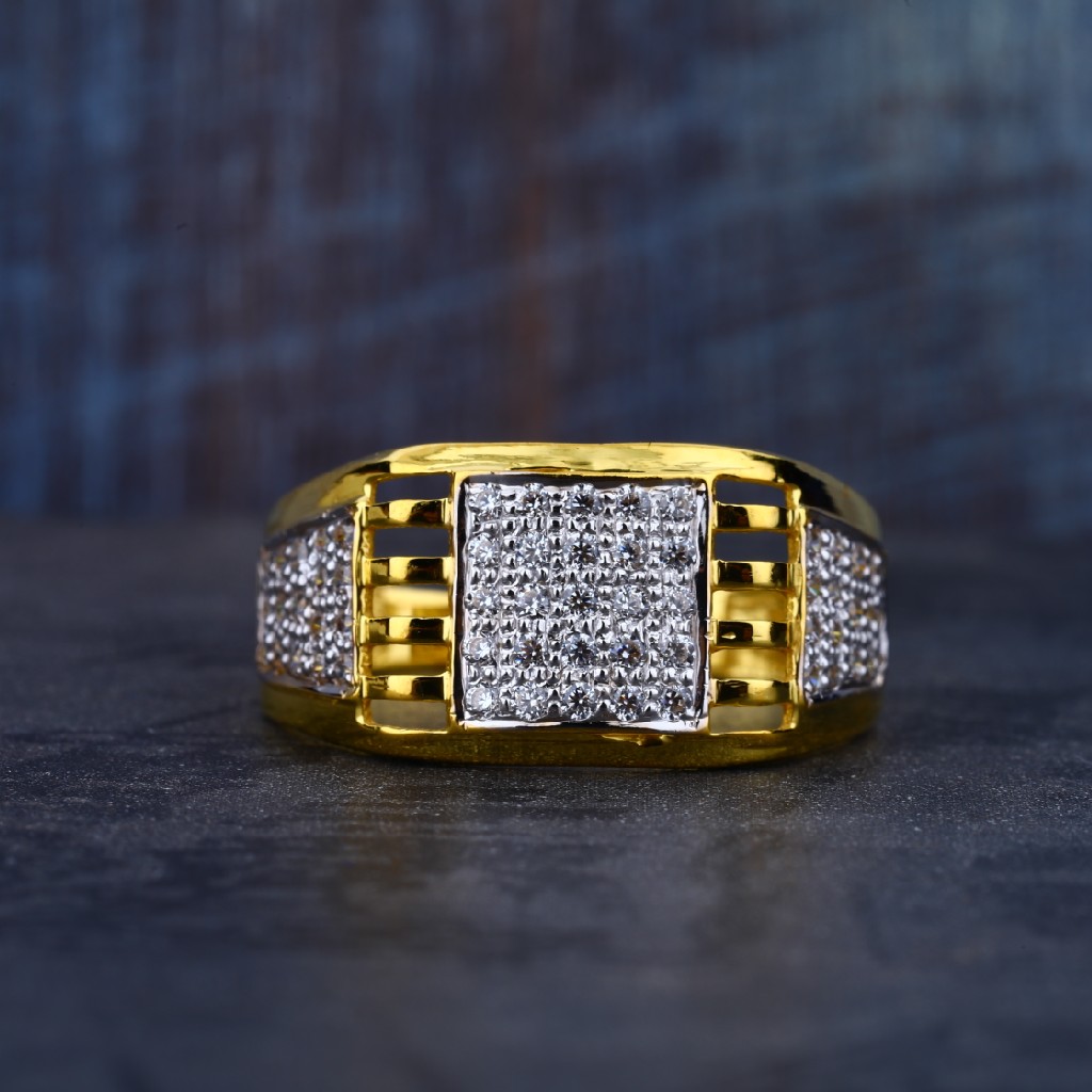 Mens 22K Light Weight Cz Gold Ring-MR80 - Image 2