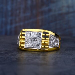 Mens 22K Light Weight Cz Gold Ring-MR80