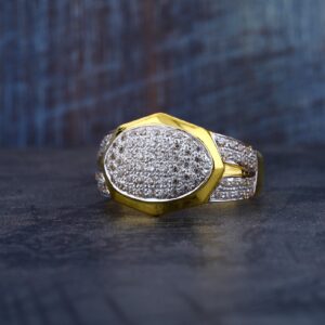 Mens Designer Gold Cz 22K Ring-MR77