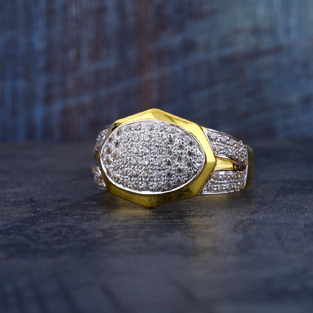 Mens Designer Gold Cz 22K Ring-MR77