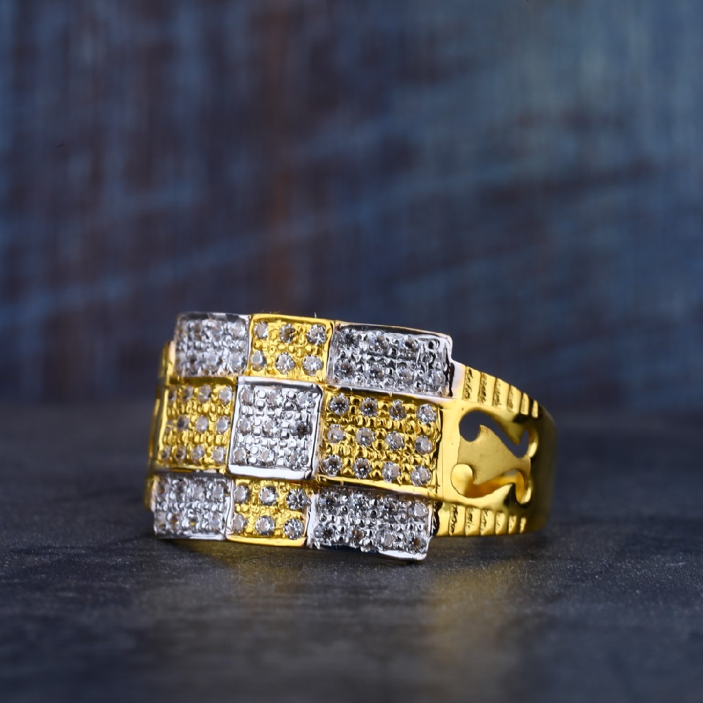 Light Weight Mens 916 Cz Gold Ring-MR74