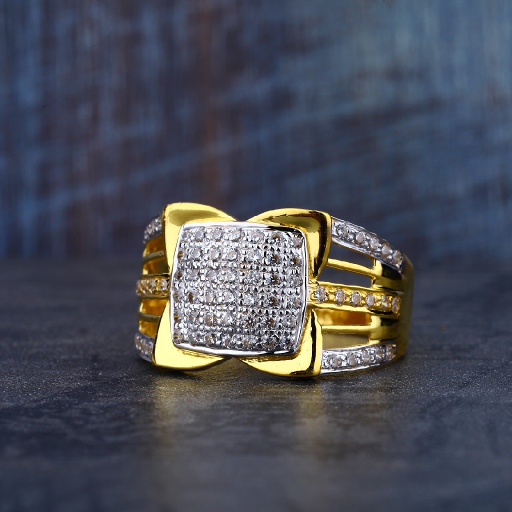 Mens 22K Designer Cz Gold Ring-MR73