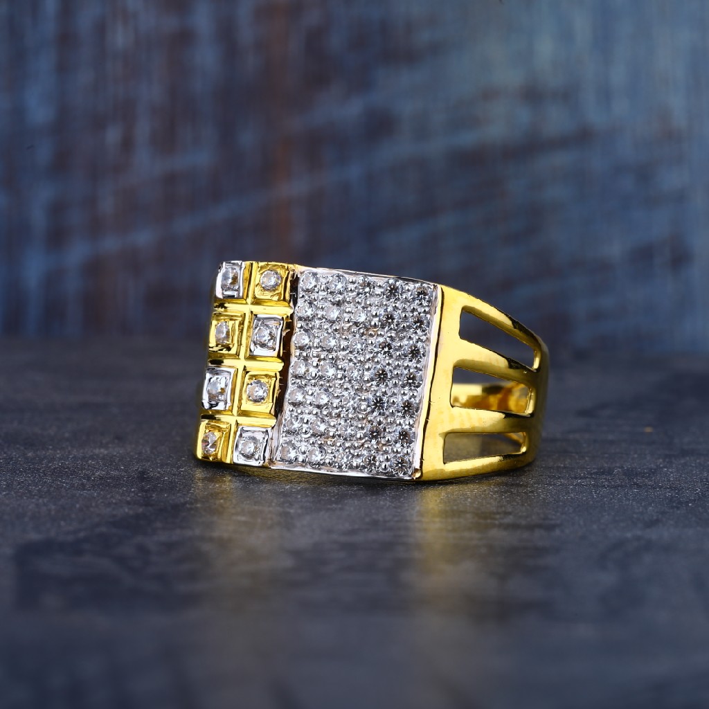 Mens 916 Daily Wear Cz Gold Ring-MR72