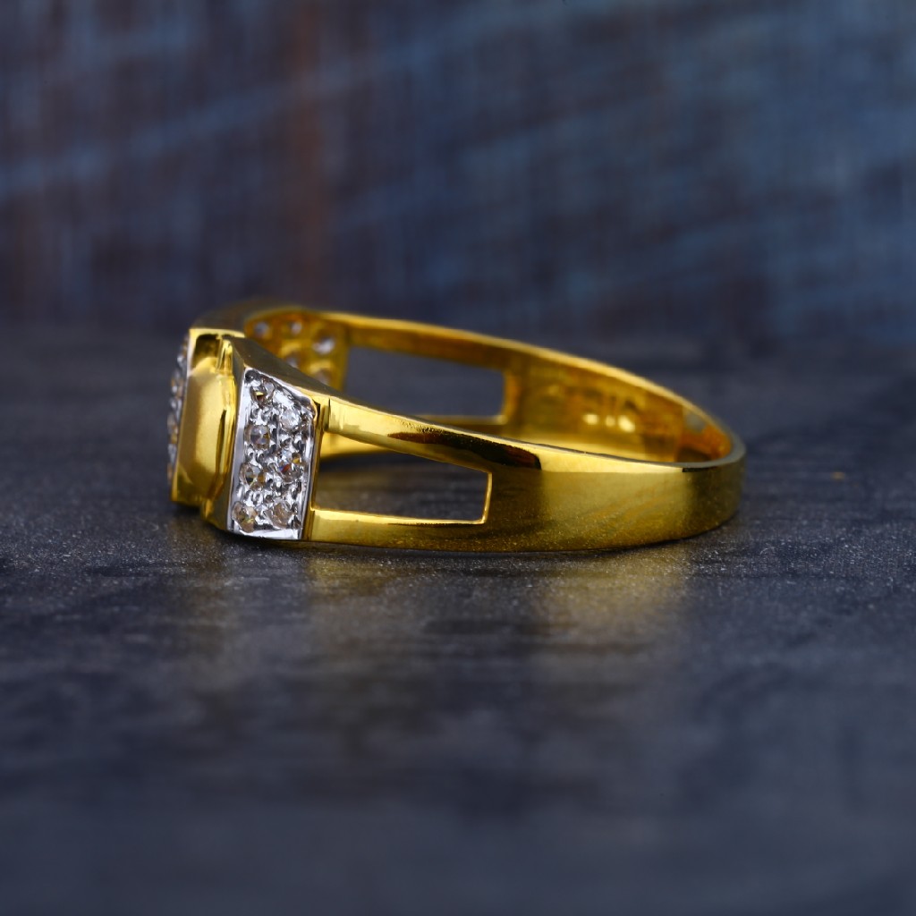 22K Gold Cz Mens Ring-MR71 - Image 3