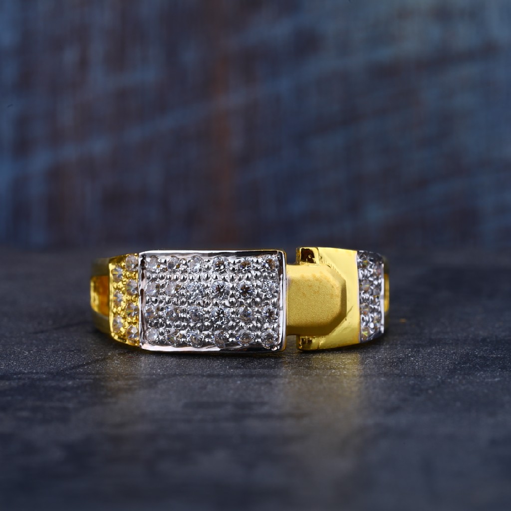 22K Gold Cz Mens Ring-MR71 - Image 2