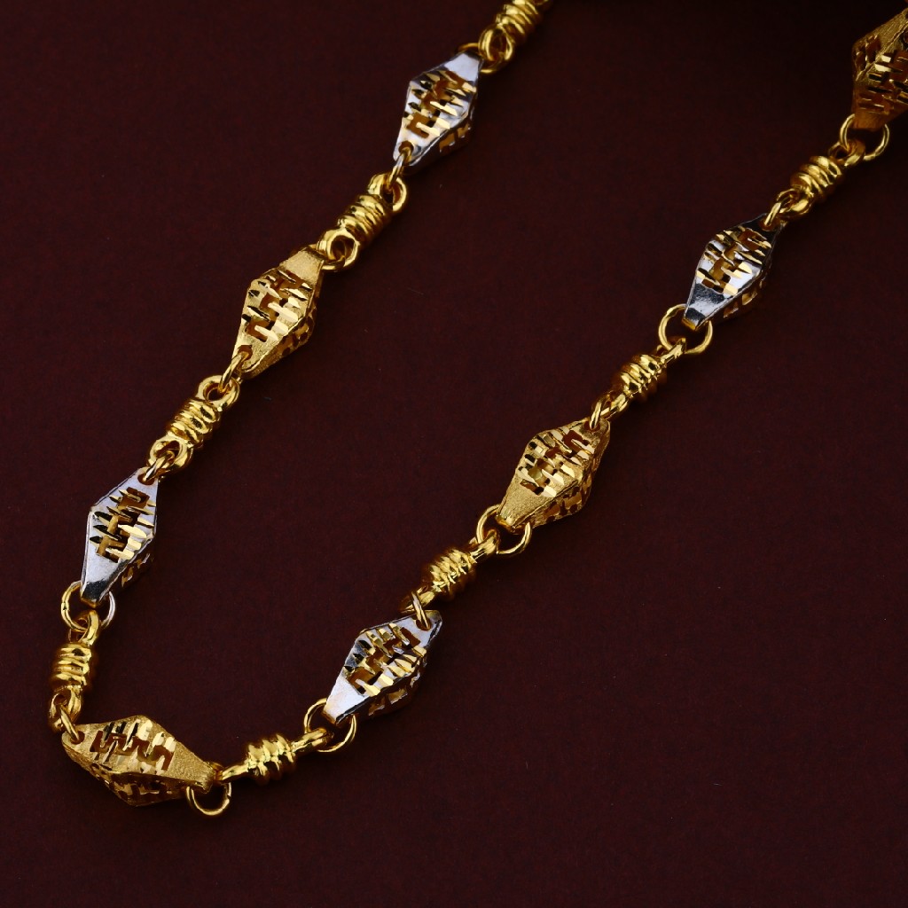Mens Exclusive 916 Gold Cz Plain Turkey Chain-MTC18 - Image 2