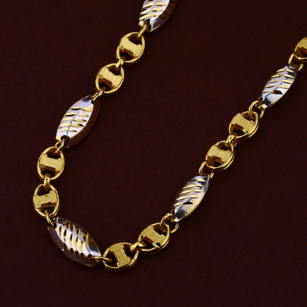 Mens 22K Italian Gold Plain Turkey Fancy Chain-MTC15 - Image 2