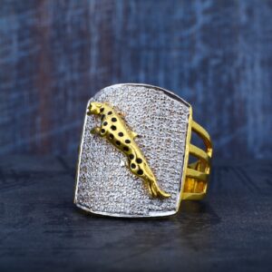 Mens Cz Gold Jaguar 916 Designer Ring-MR66