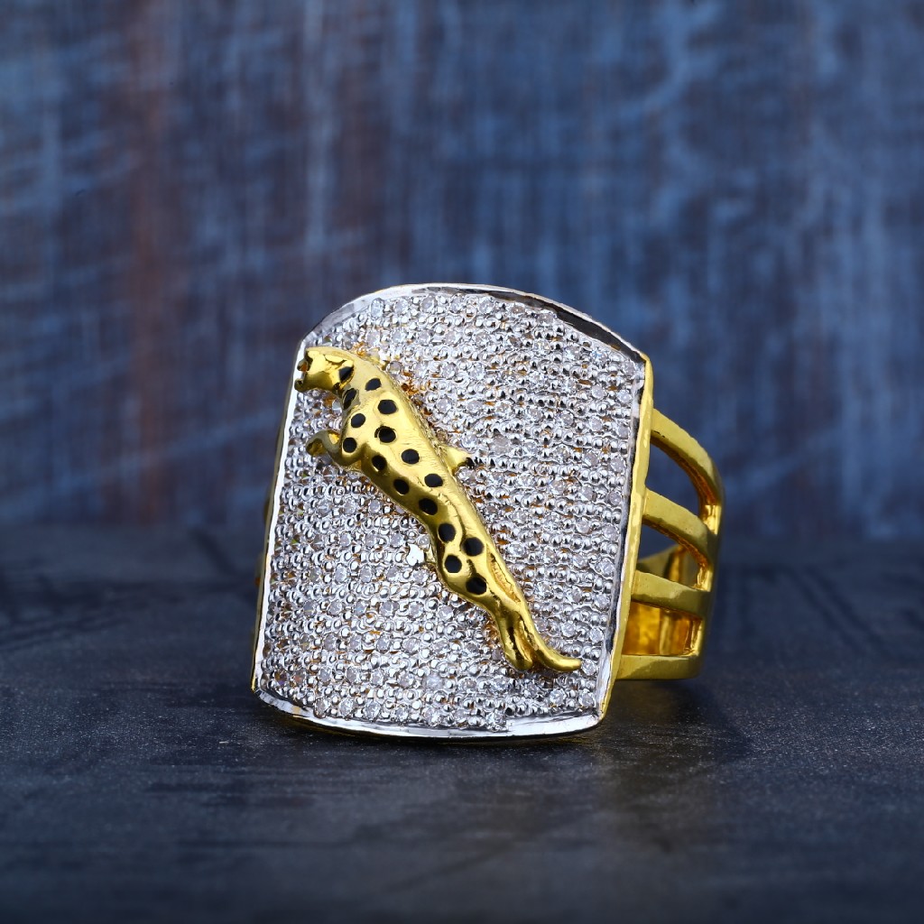 Mens Cz Gold Jaguar 916 Designer Ring-MR66