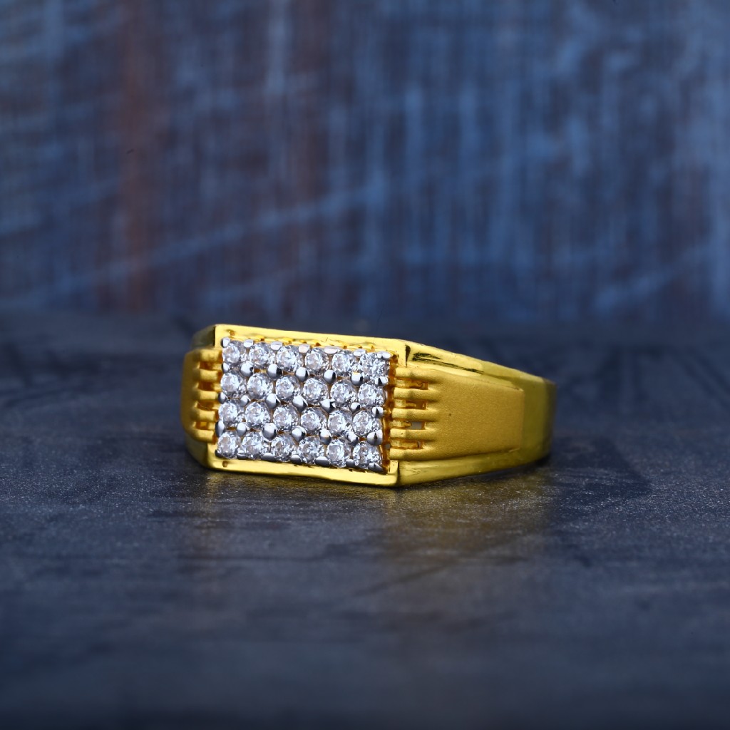 22K Fancy Daily Wear Mens Cz Gold Ring-MR64