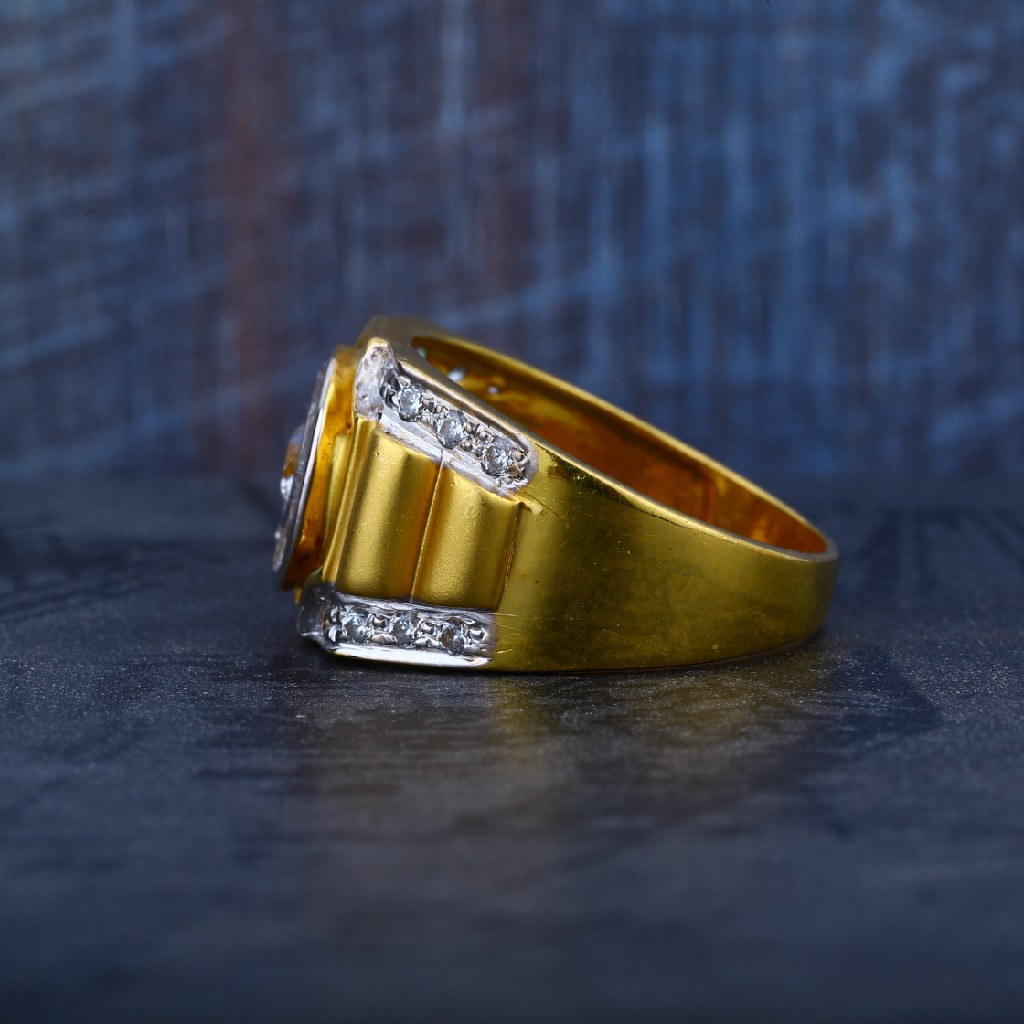 Mens Om God Gold Cz Daily Wear 22K Ring-MR58 - Image 3