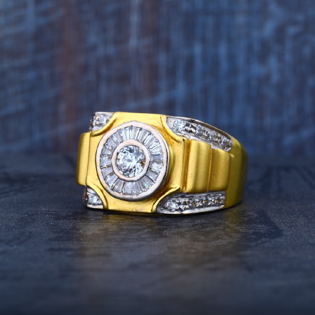 Mens Om God Gold Cz Daily Wear 22K Ring-MR58