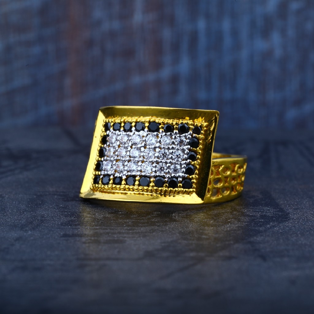 Mens Daily Wear Cz Gold 916 Ring-MR55