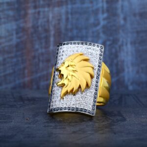 Lion Design Exclusive Mens Gold Designer 22K Ring-MR46