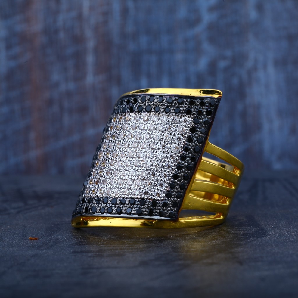 Mens 916 Colour Stone Fancy Gold Ring-MR44