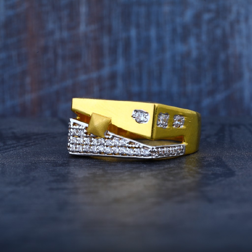 Mens 22K Gold Dull Finishing Fancy Ring-MR39