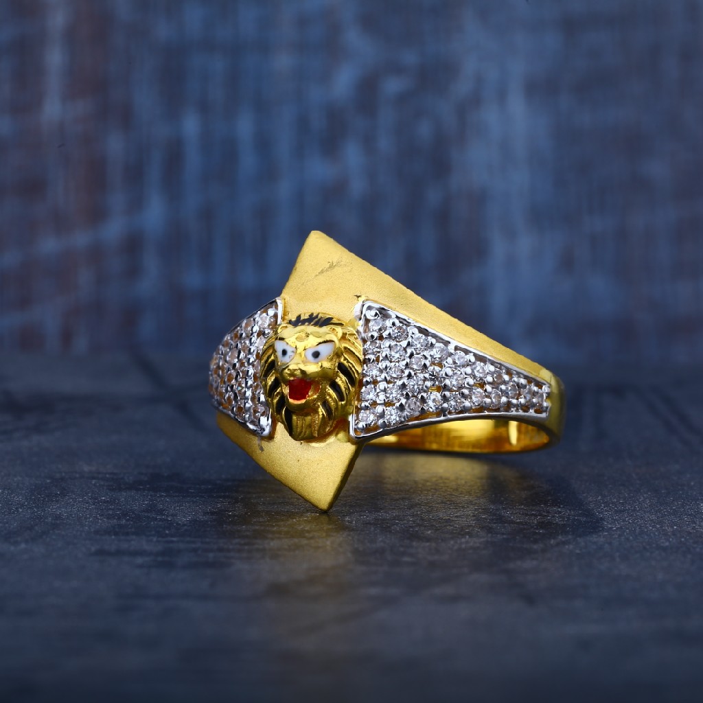 Mens Exclusive Lion 916 Gold Simple Ring-MR35