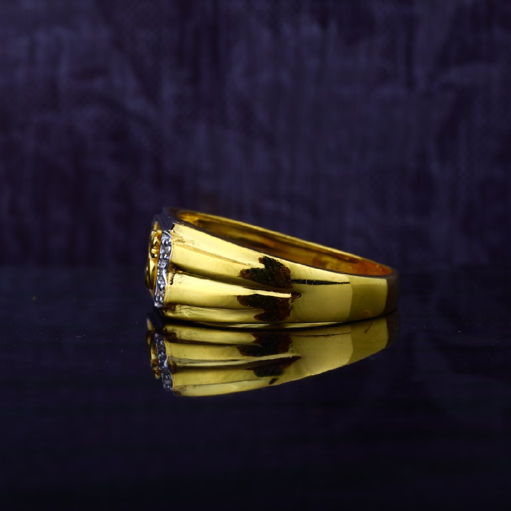 Gold 916 mens god ring-mgr51 - Image 3