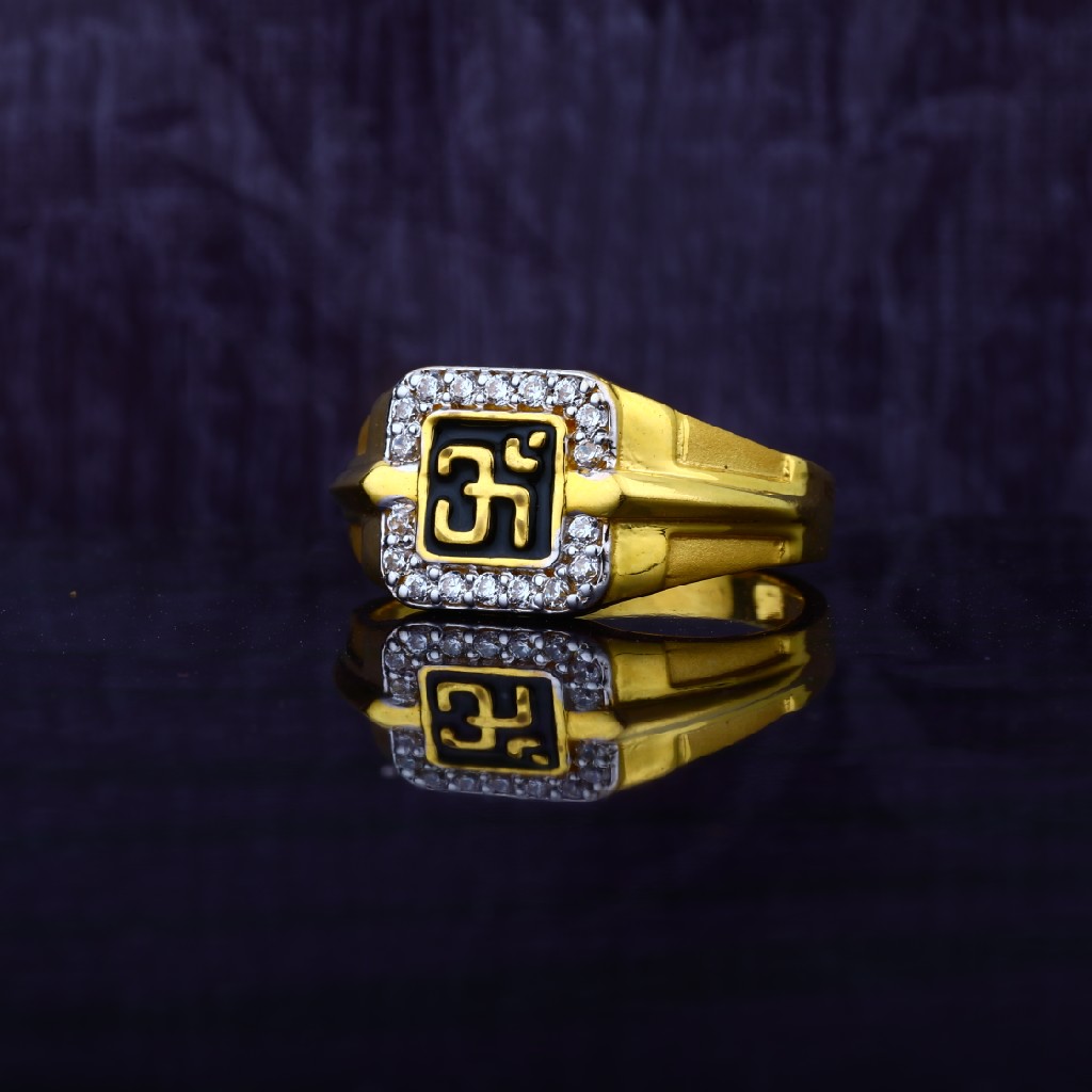 Mens 22K Gold Exclusive Om God Ring-MGR50