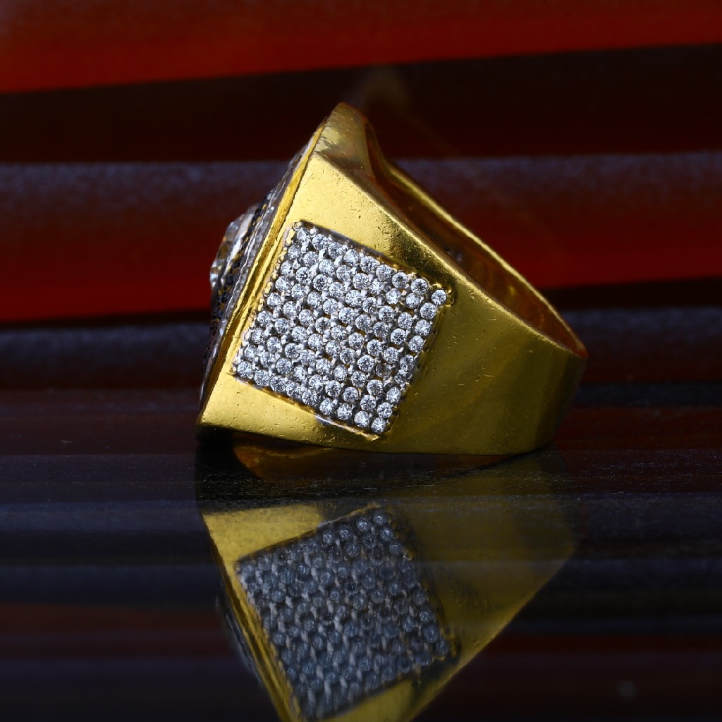 Mens 916 Gold Heavyweight Designer Ring-MHR49 - Image 3