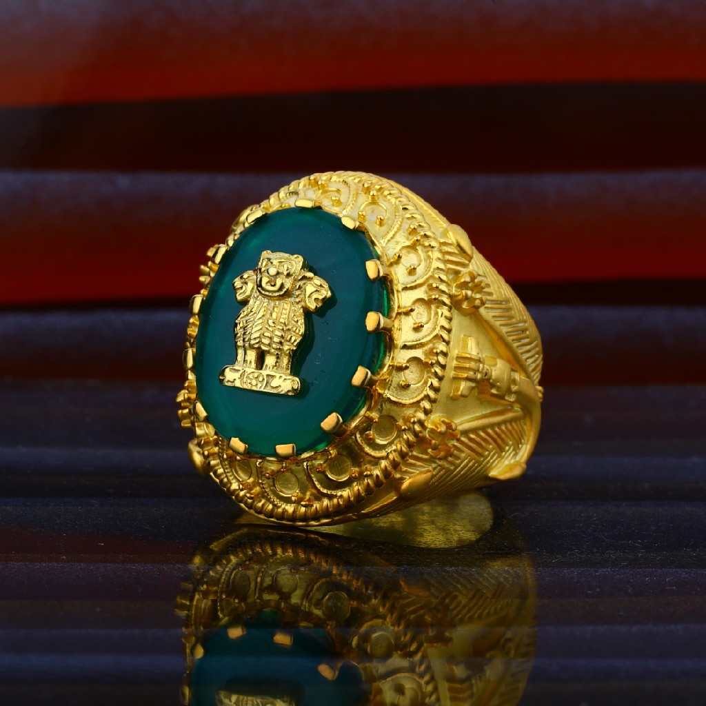 Mens Exclusive Heavy Weight Ashok Stambh Gold Desinger Ring-MHR44