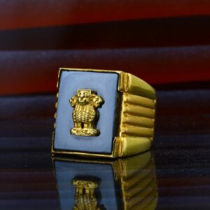 Mens Exclusive 916 Ashok Stambh Gun Metal Gold Fancy Ring-MHR39