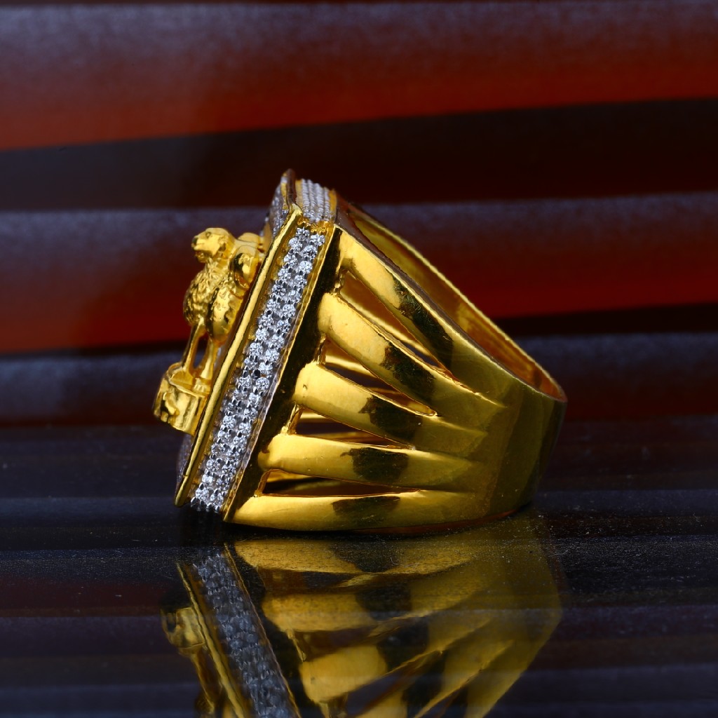 Mens Exclusive Ashok Stambh Gold 22ct Ring-MHR37 - Image 3