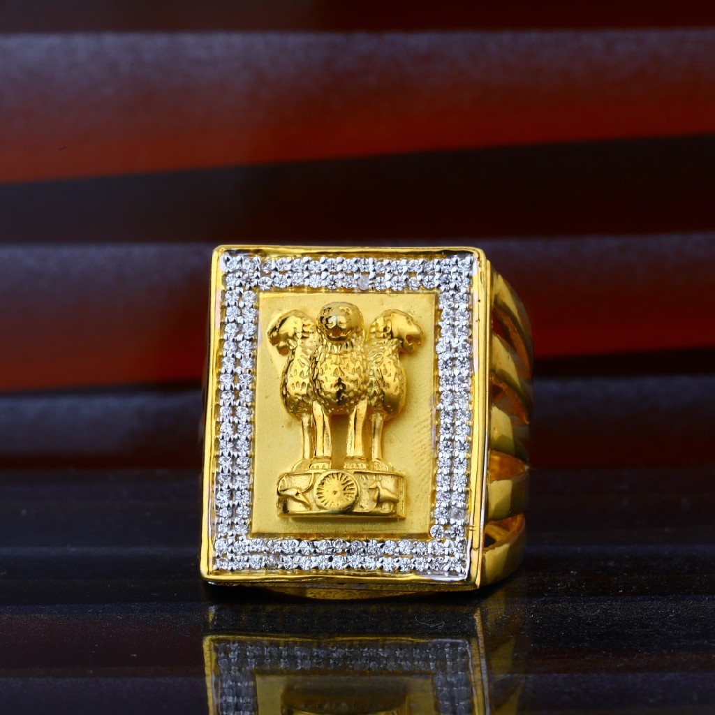 Mens Exclusive Ashok Stambh Gold 22ct Ring-MHR37 - Image 2