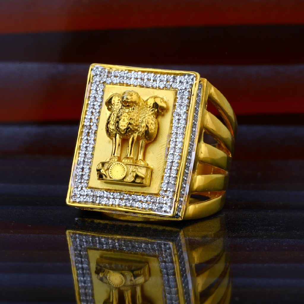 Mens Exclusive Ashok Stambh Gold 22ct Ring-MHR37