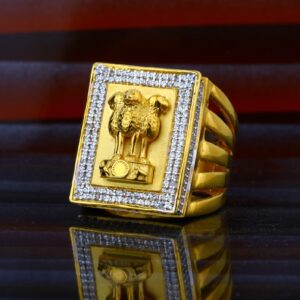 Mens Exclusive Ashok Stambh Gold 22ct Ring-MHR37