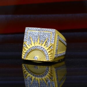 Mens 916 Cz Gold Daily Wear Ring-MHR25