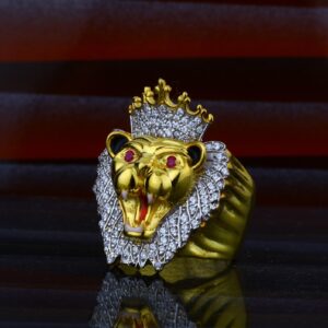 Mens Lion King Special 916 Heavy Designer Gold Ring-MHR15