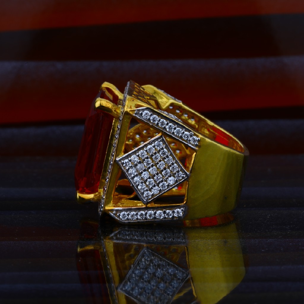 Mens Exclusive Solitaire Heavy Gold 916 Ring-MHR03 - Image 3