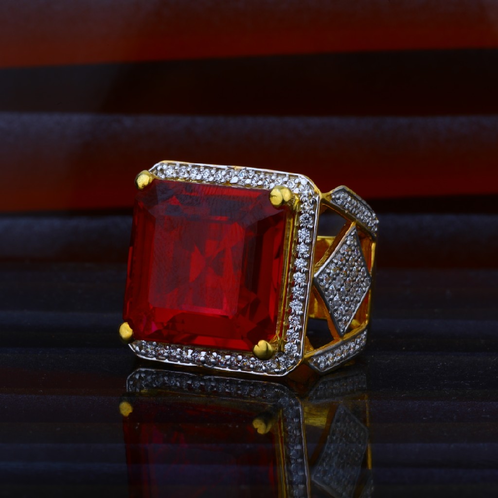 Mens Exclusive Solitaire Heavy Gold 916 Ring-MHR03
